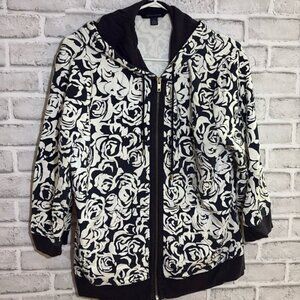 Tommy Hilfiger Womens XL black 34 Sleeve HoodieSweat Shirt wpocket floral
